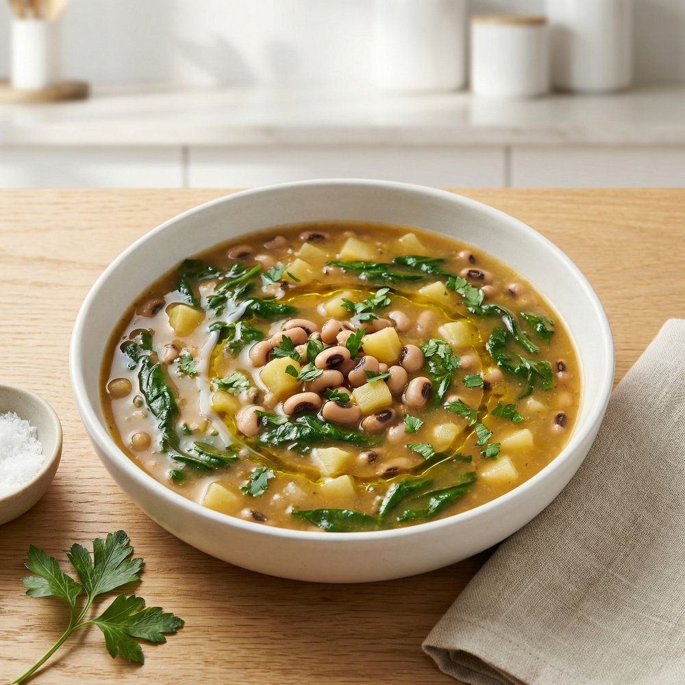 Hearty Black‑Eyed Pea, Spinach & Veggie Soup