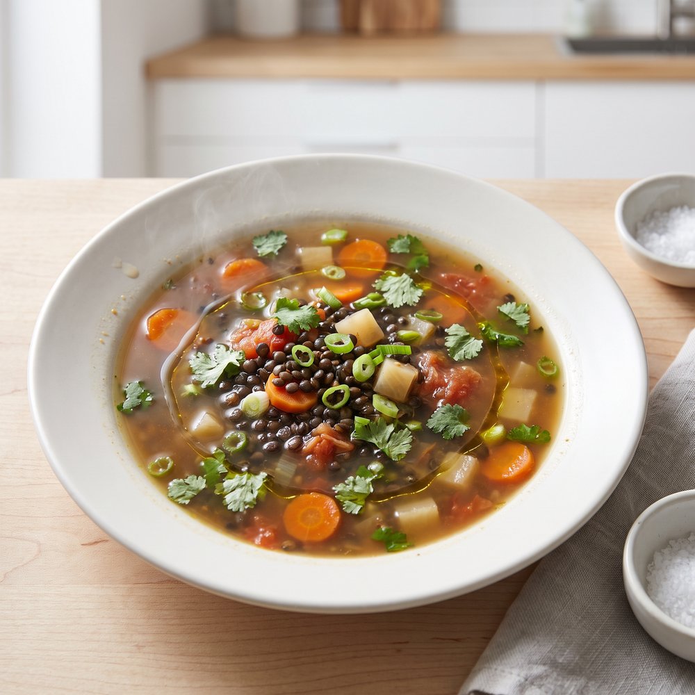 Black Lentil Veggie Soup