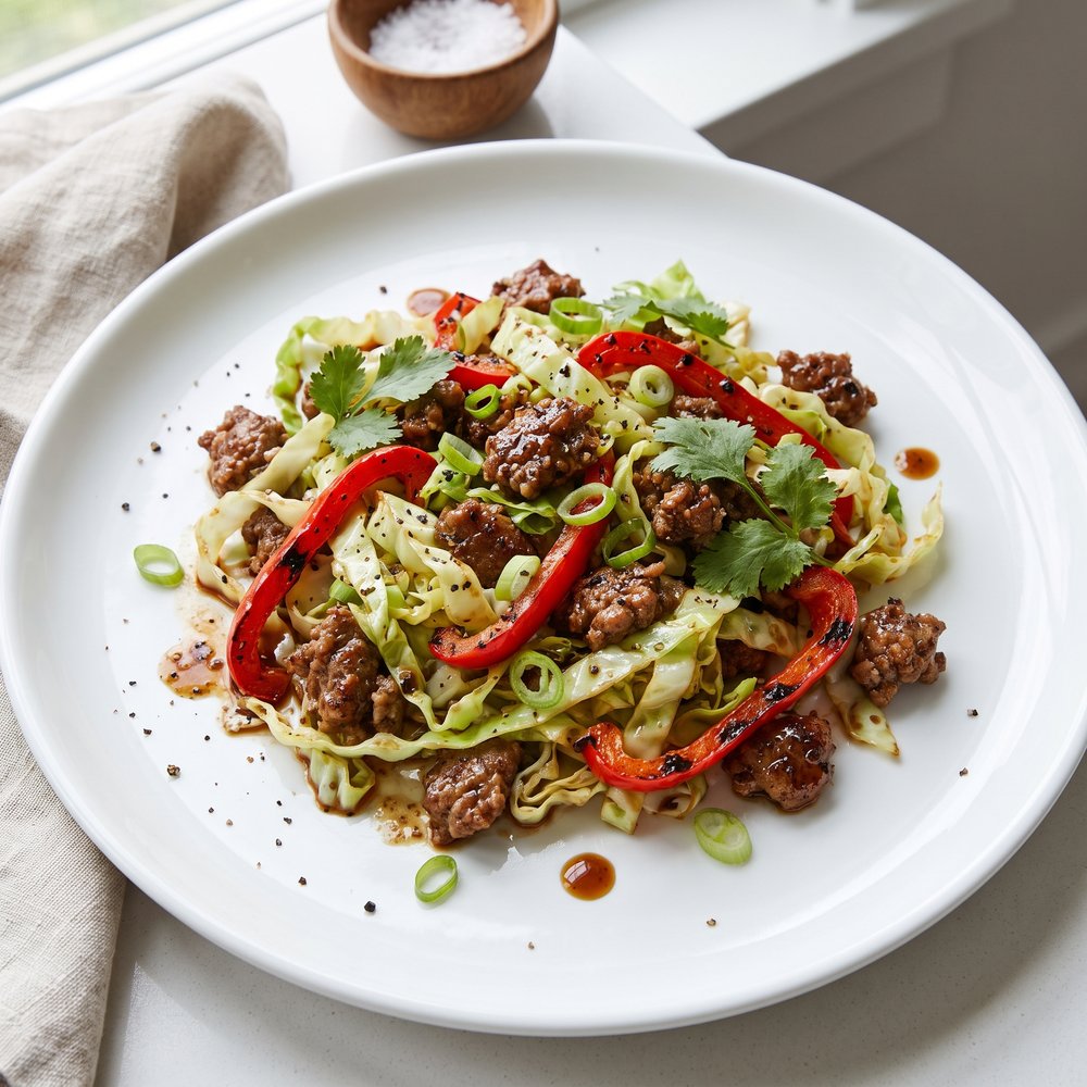 Black Pepper Beef with Cabbage Stir-Fry
