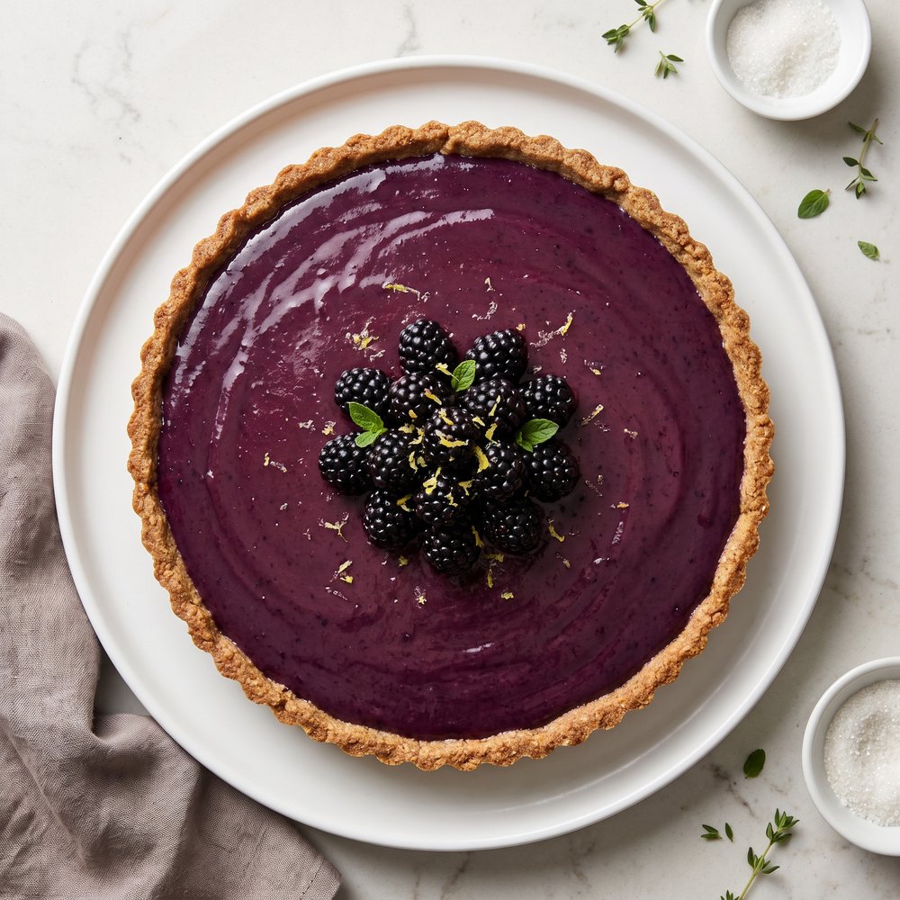 Blackberry Curd Tart in Almond–Whole Wheat Crust