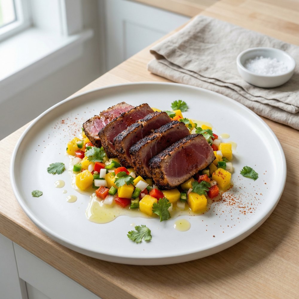 Pan-Seared Blackened Tuna with Fresh Mango Salsa