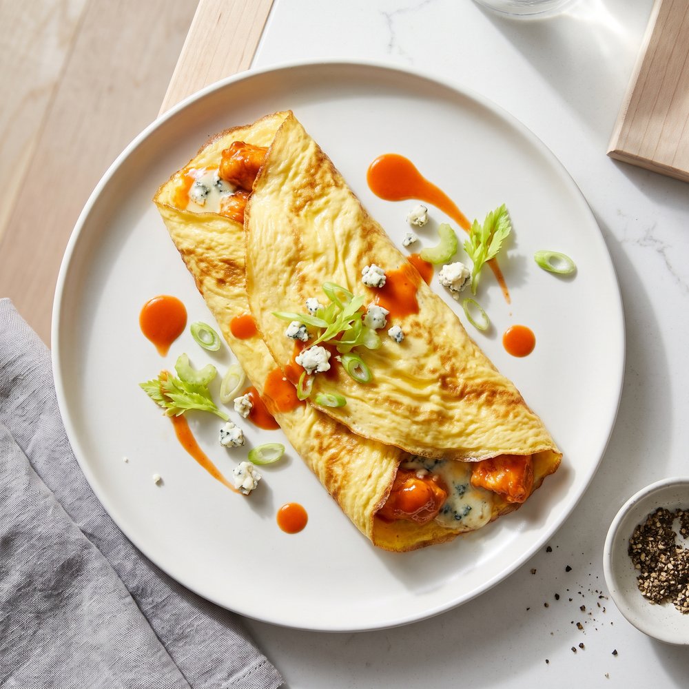 Blue Cheese and Buffalo Wing Omelet