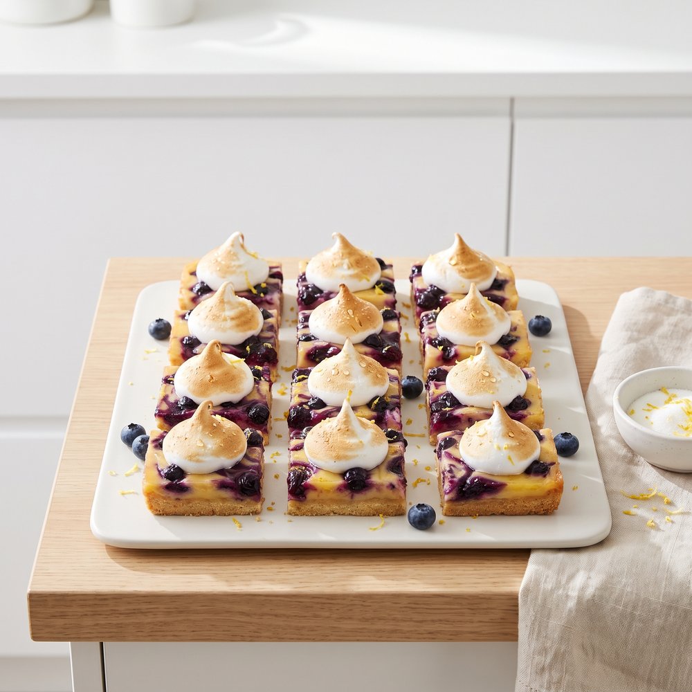 Blueberry Lemon Bars with Meringue Topping