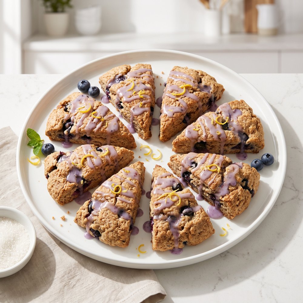 Blueberry Lemon Scones with Luscious Berry Glaze