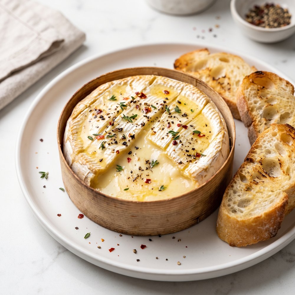 Box-Baked Brie with Garlic Butter and Thyme