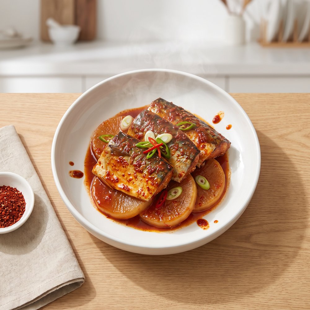 Braised Mackerel with Daikon (Godeungeo Jorim)