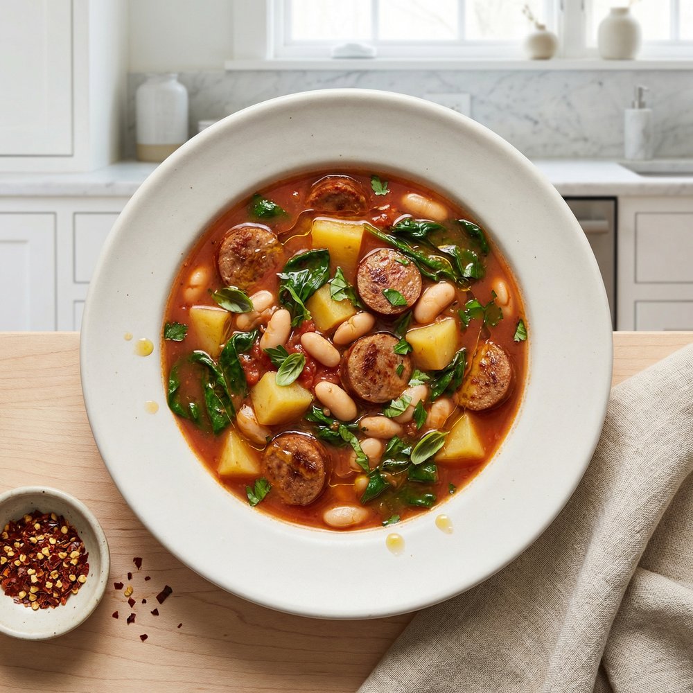 Hearty Bratwurst and Bean Soup