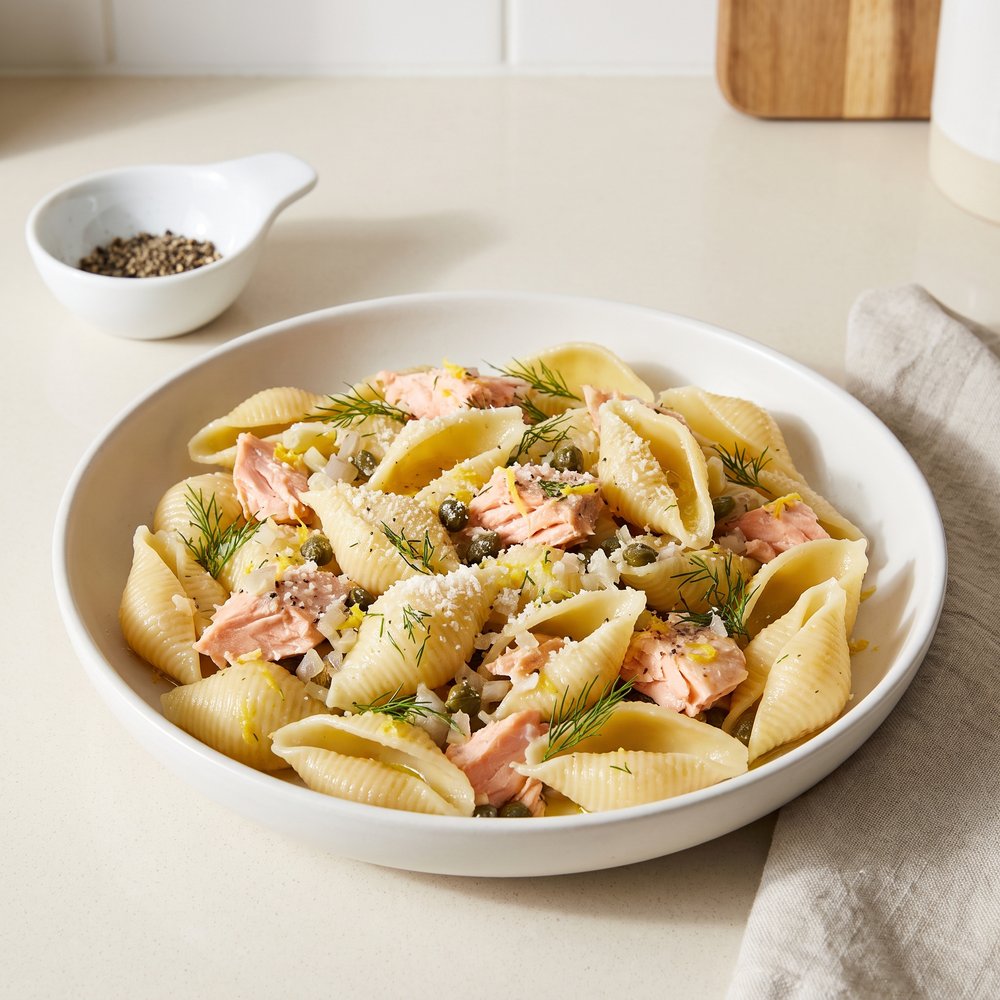 Bright Lemon-Dill Salmon Shell Pasta Salad