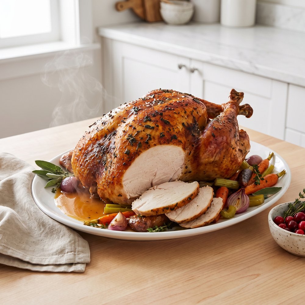 Brined Roast Turkey with Pan Gravy