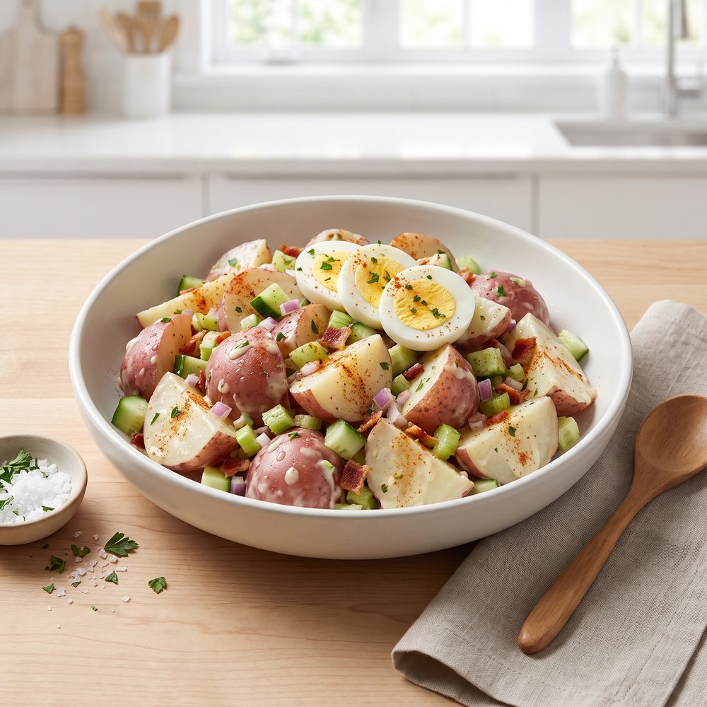 British-Style Potato Salad with Cucumber and Bacon
