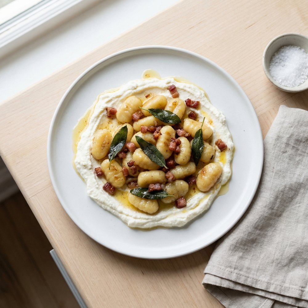 Potato Gnocchi with Browned Sage Butter and Crispy Pancetta