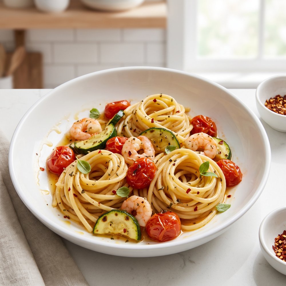 Bucatini Pasta with Shrimp and Anchovies