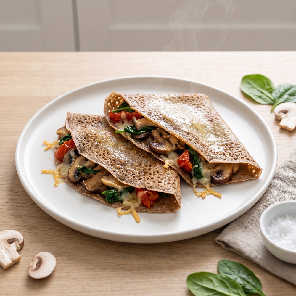 Buckwheat French Crêpes with Mushrooms and Gruyère