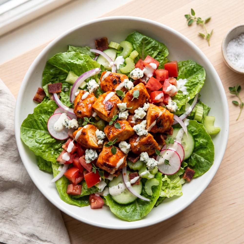 Buffalo Chicken Bacon Salad with Blue Cheese