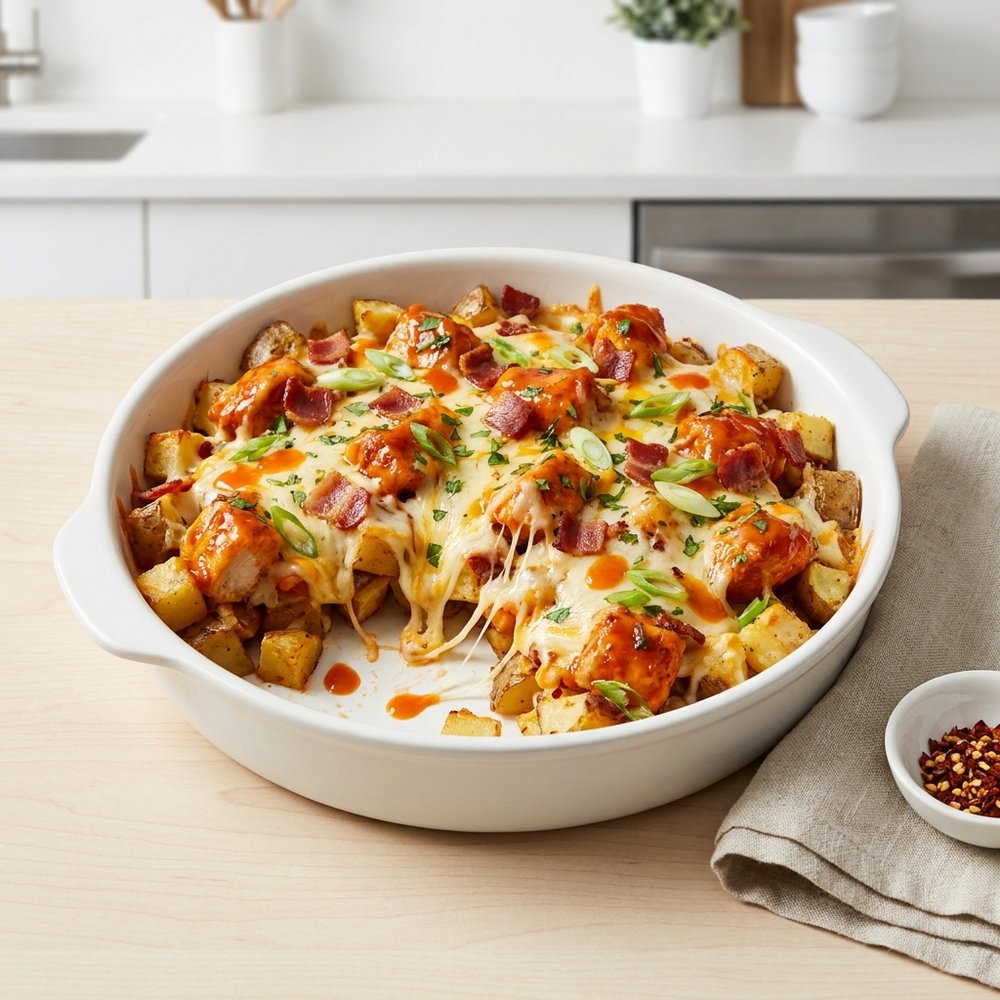 Buffalo Chicken Potato Bake Casserole