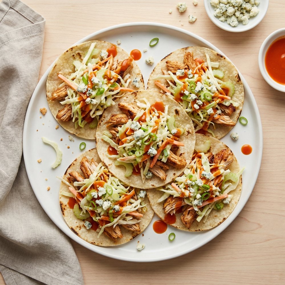 Smashed Tacos with Buffalo Chicken