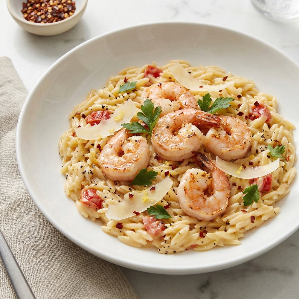 Butter-Baked Shrimp with Creamy Orzo