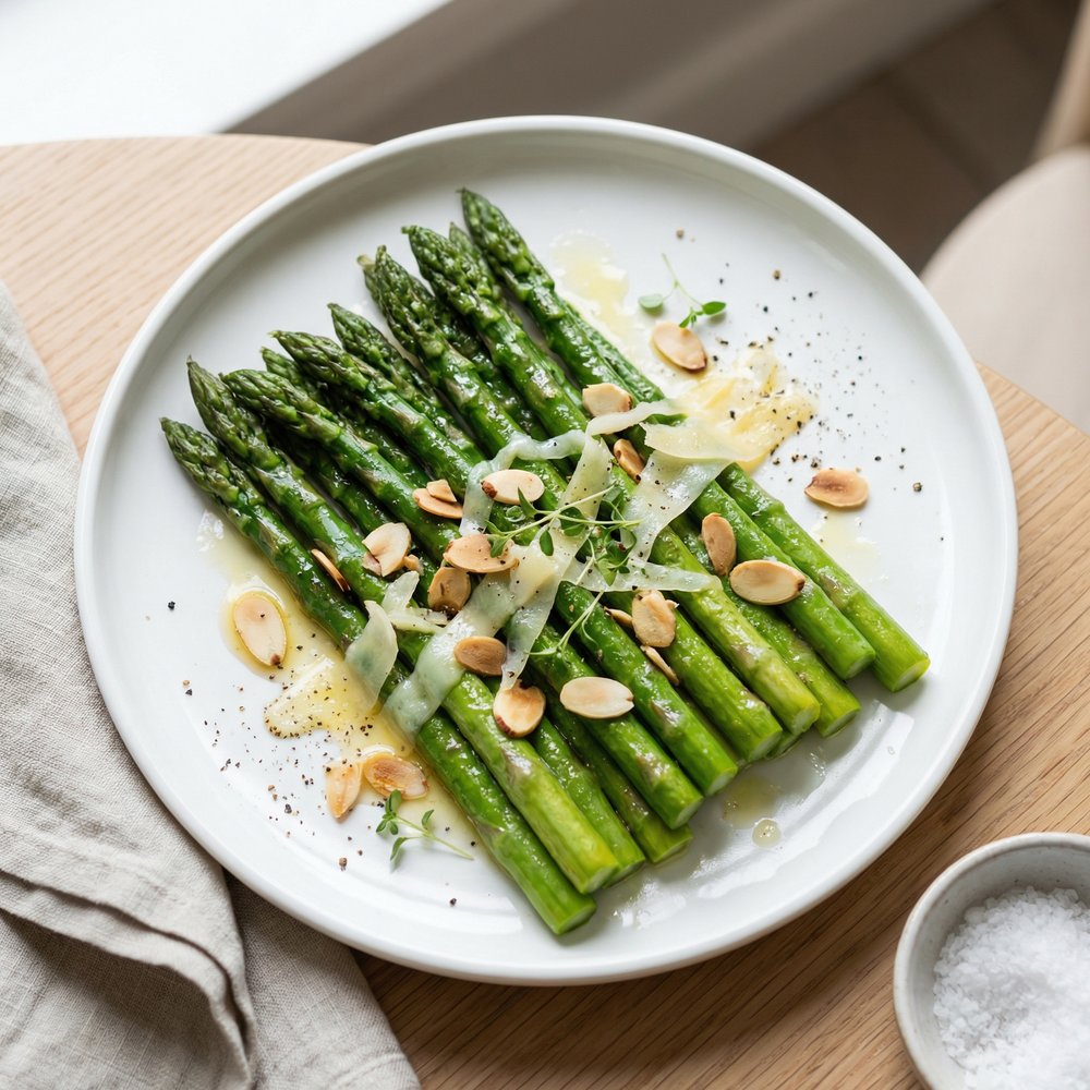 Asparagus with Sliced Almonds and Parmesan Cheese