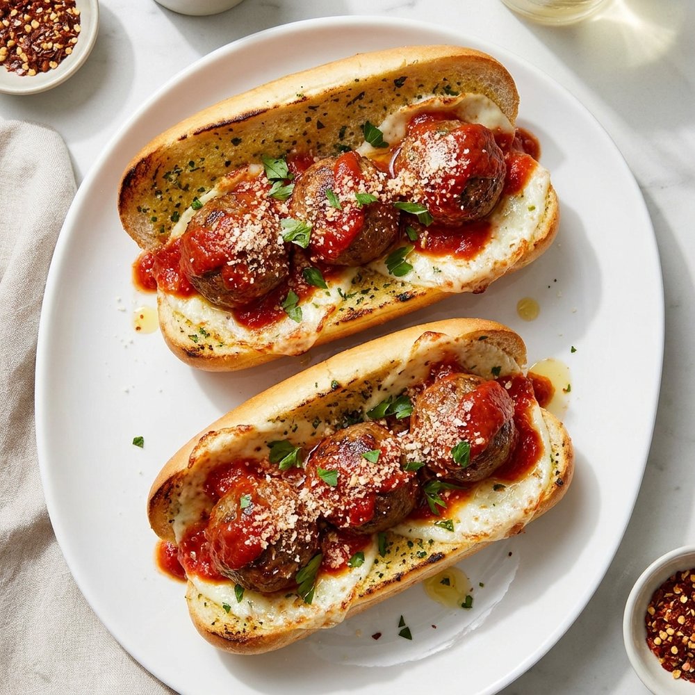 Buttery Garlic Meatball Subs