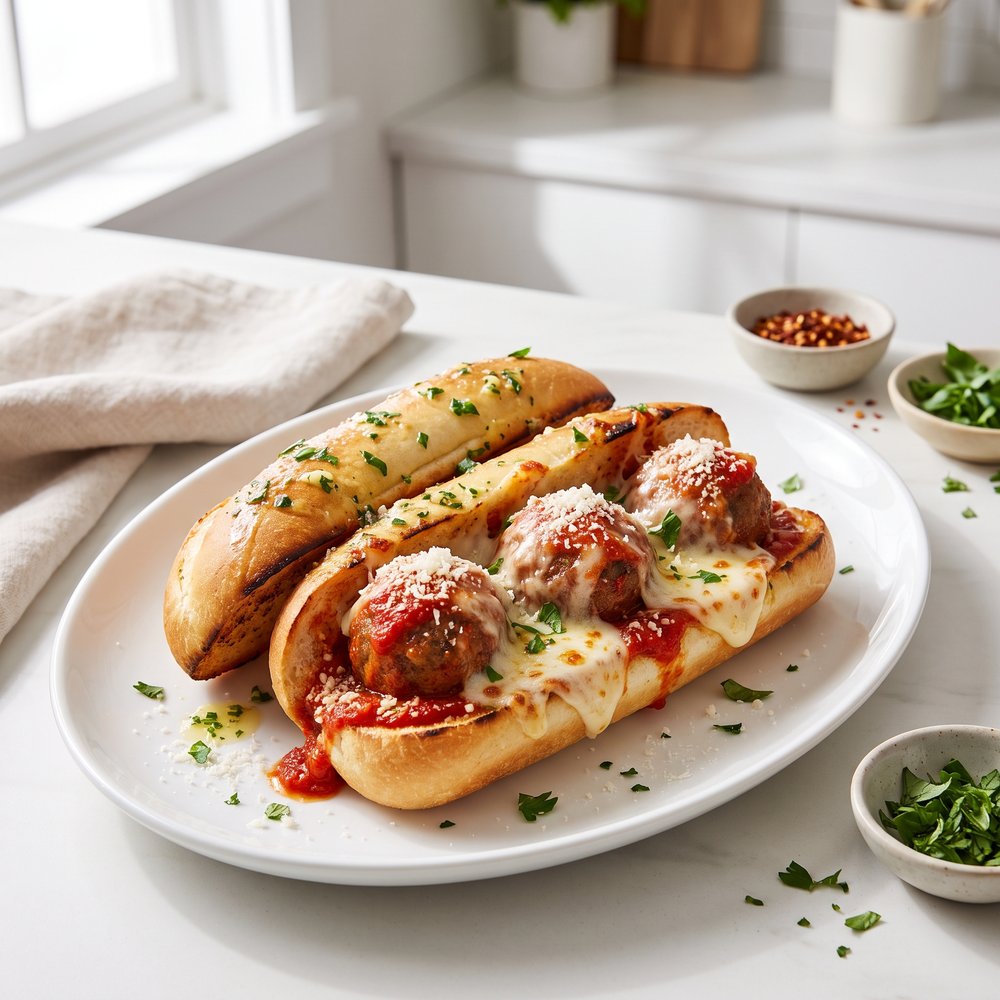 Buttery Garlic Meatball Subs