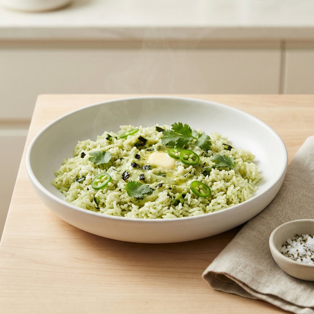Buttery Jasmine Rice with Roasted Poblano Peppers