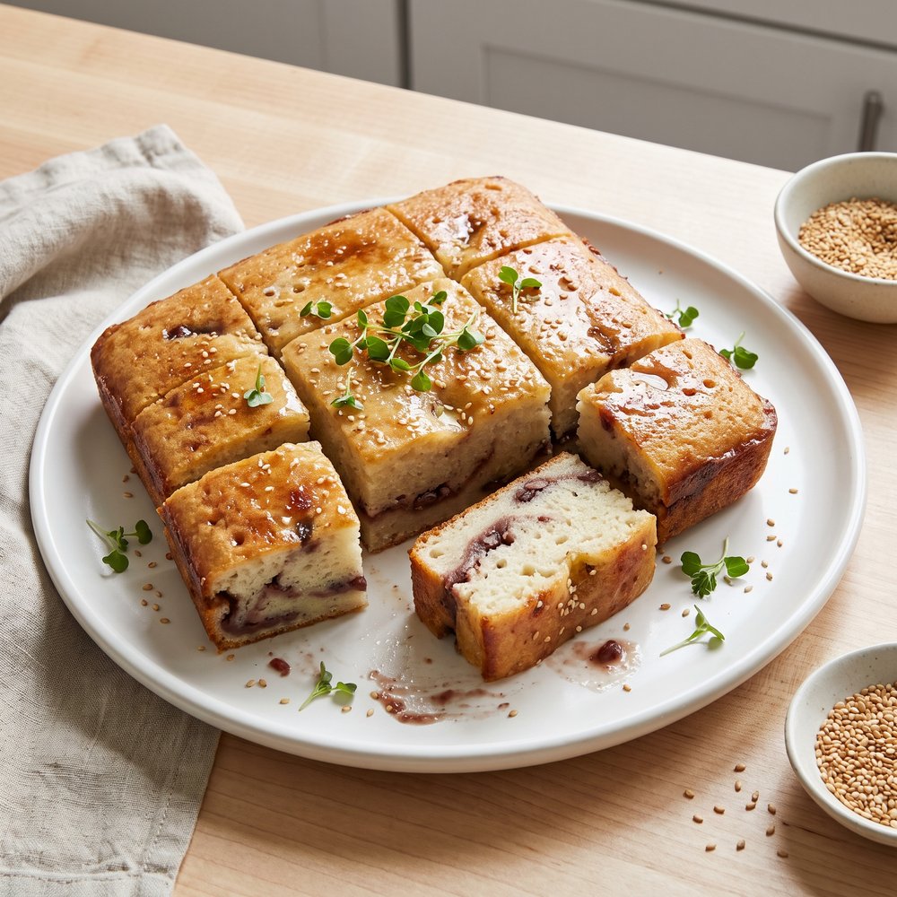 Buttery Red Bean Mochi Cake