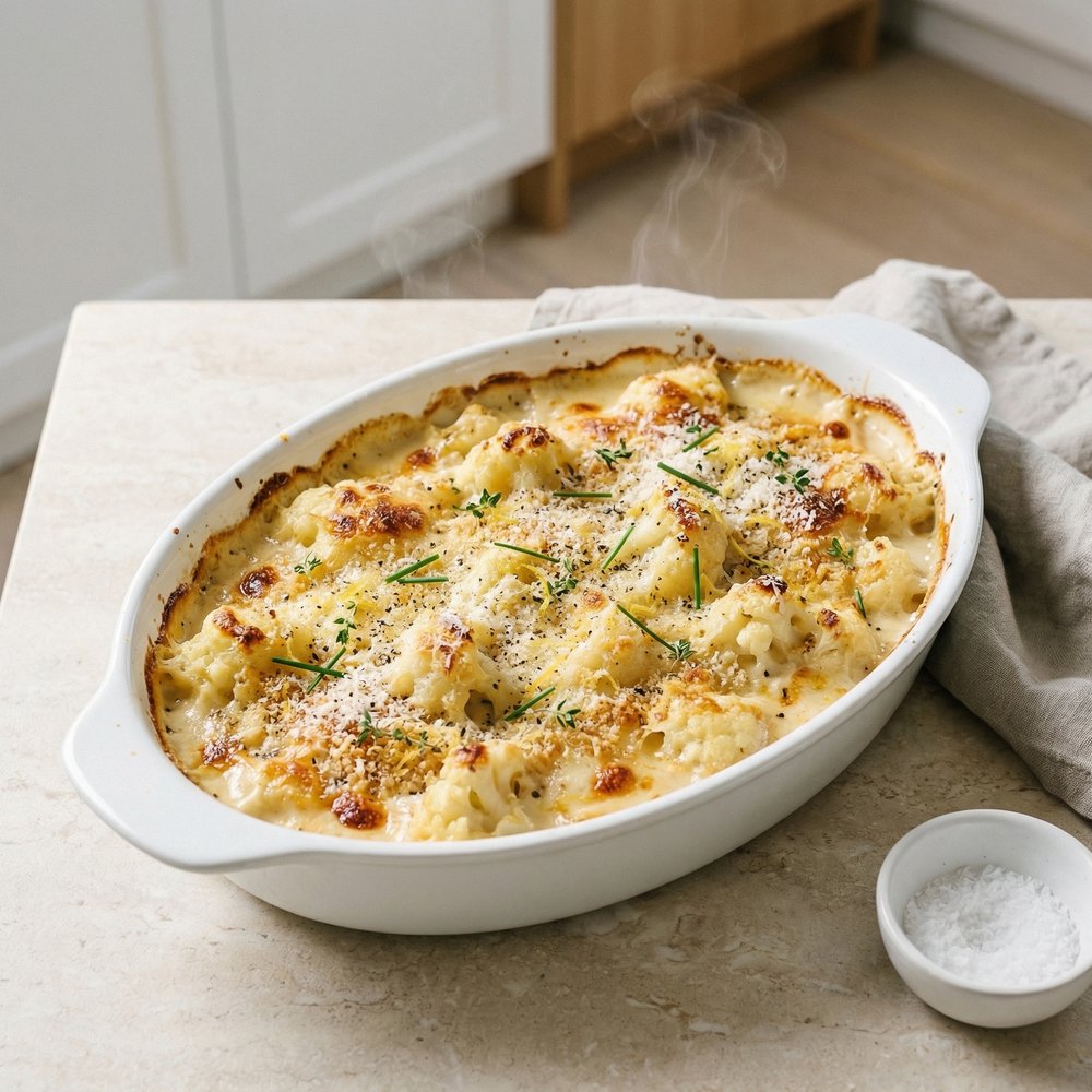 Cacio e Pepe Cauliflower Gratin