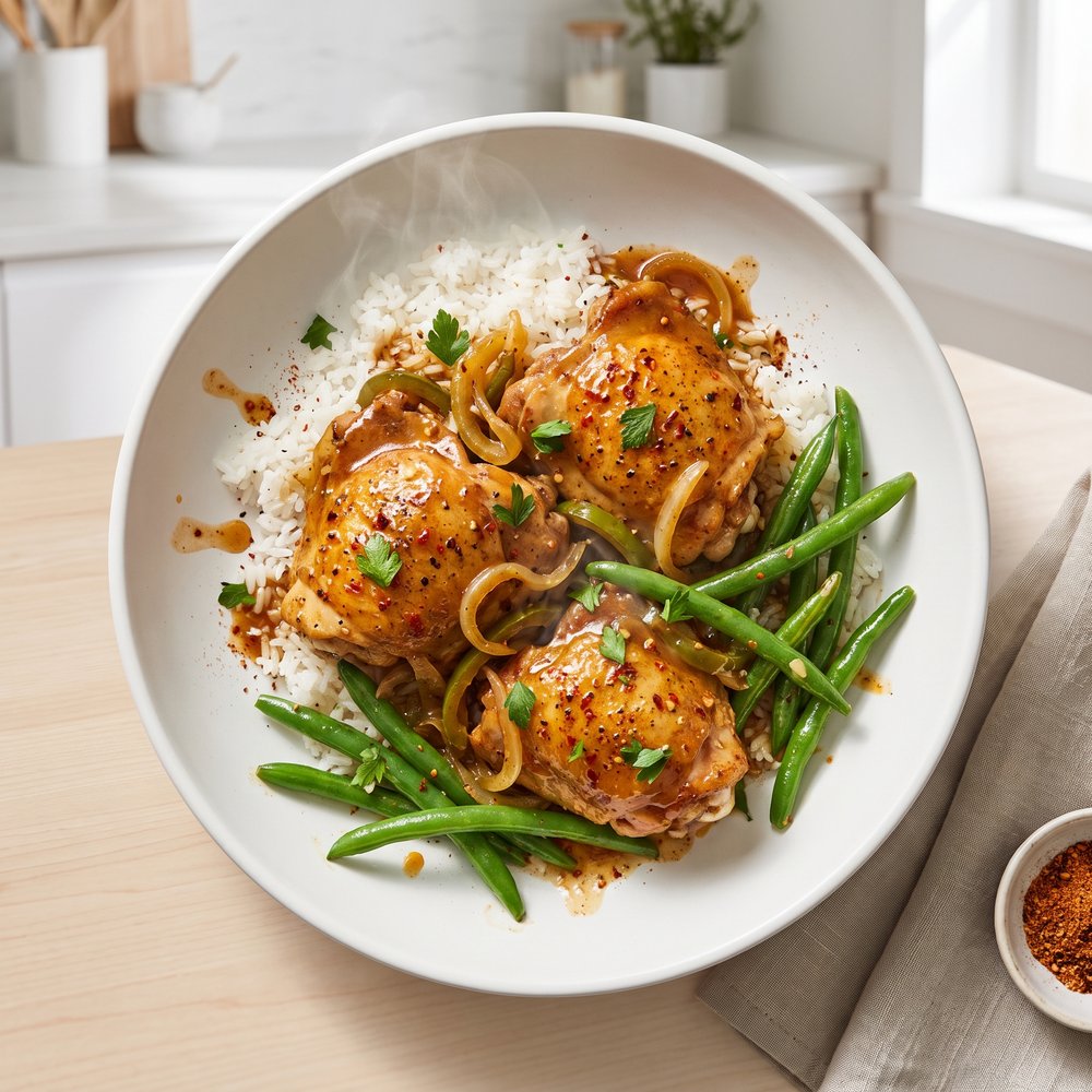 Cajun-Style Smothered Chicken Thighs