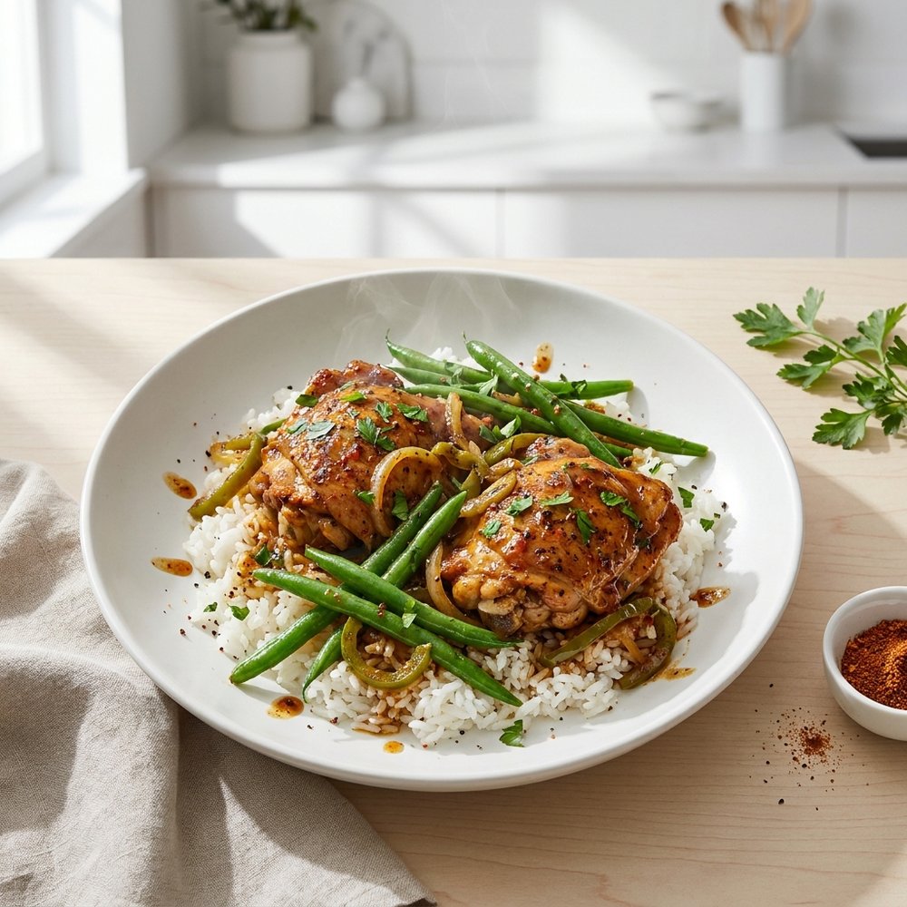 Cajun-Style Smothered Chicken Thighs