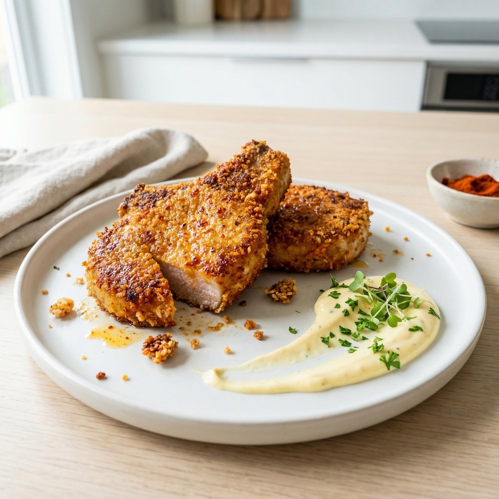 Crispy Air-Fried Breaded Pork Chops