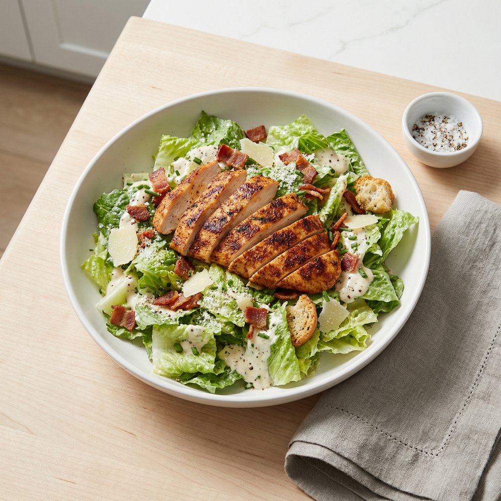 Quick Cajun Chicken Caesar Salad with Bacon