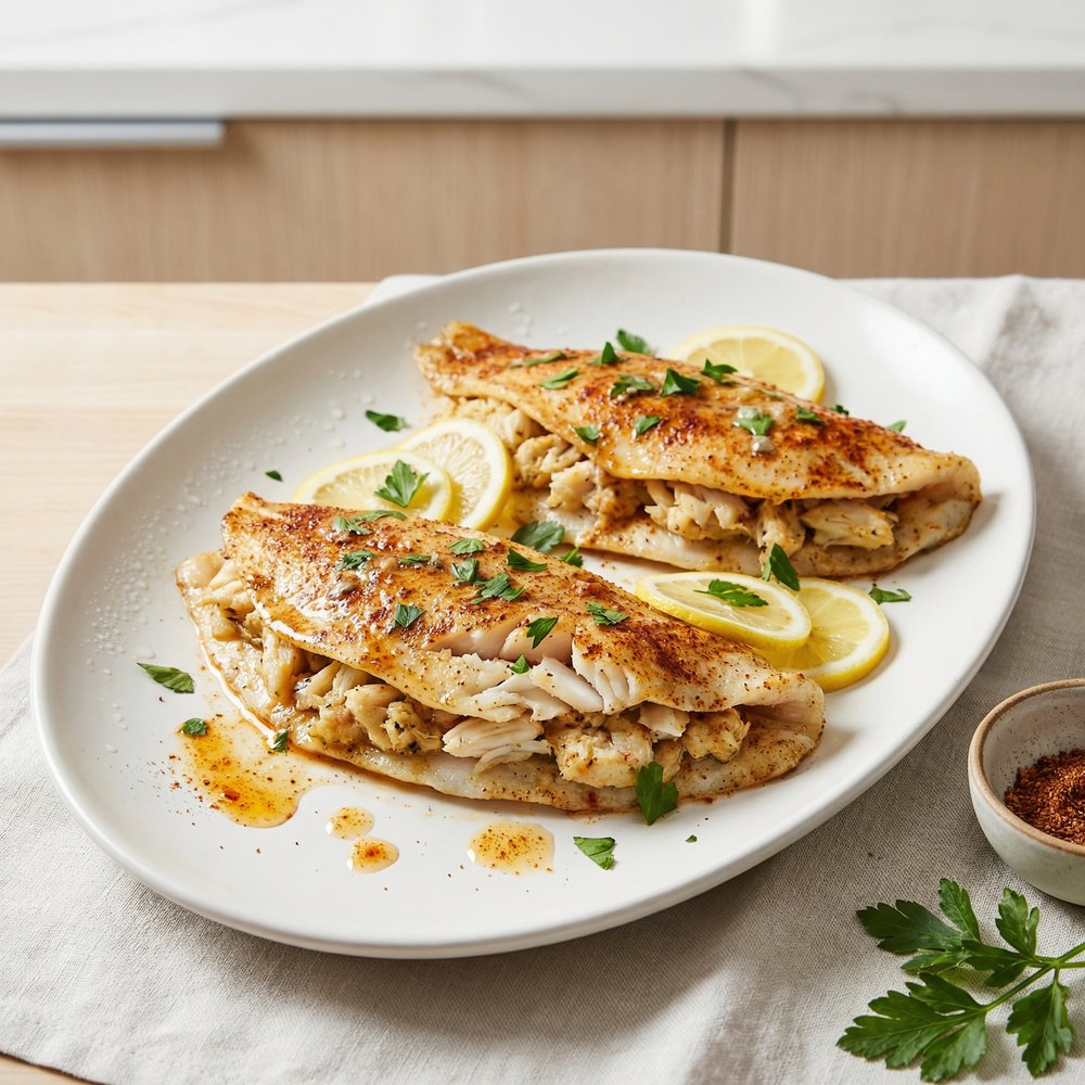 Baked Flounder with Crab Stuffing