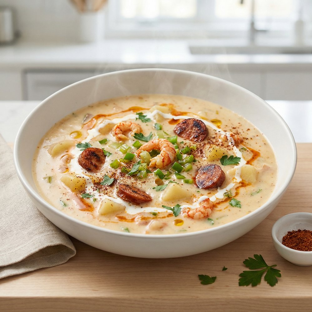 Spicy Cajun Andouille Potato Soup