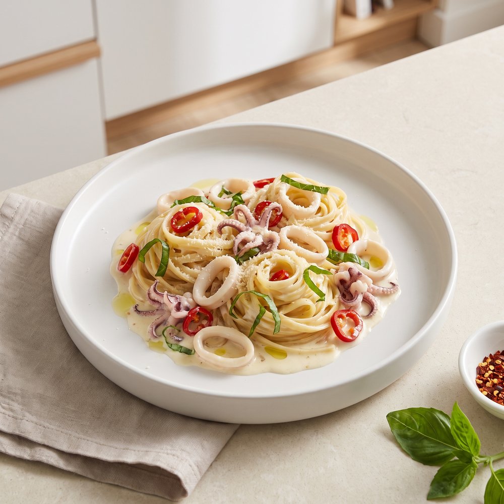 Calamari in a Creamy White Wine Sauce
