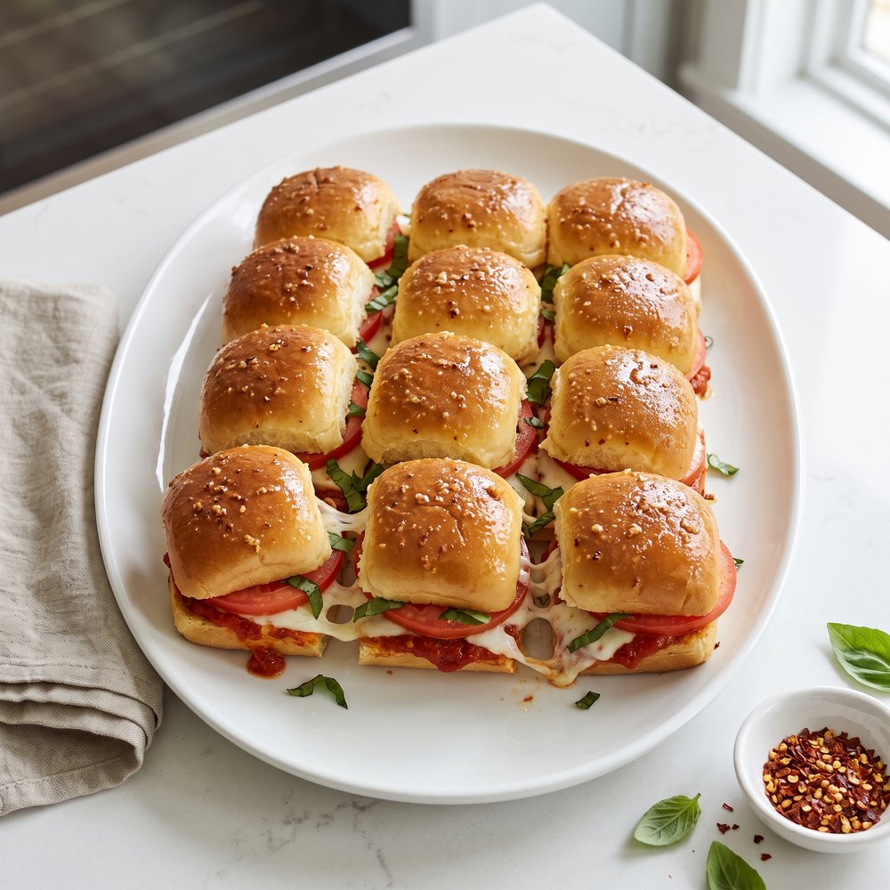 Caprese-Style Veggie Sliders on Hawaiian Rolls