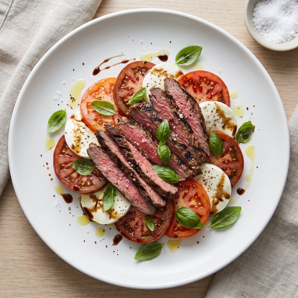 Caprese Salad with Grilled Flank Steak