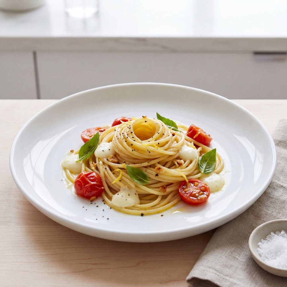 Caprese Pasta with Thai Basil