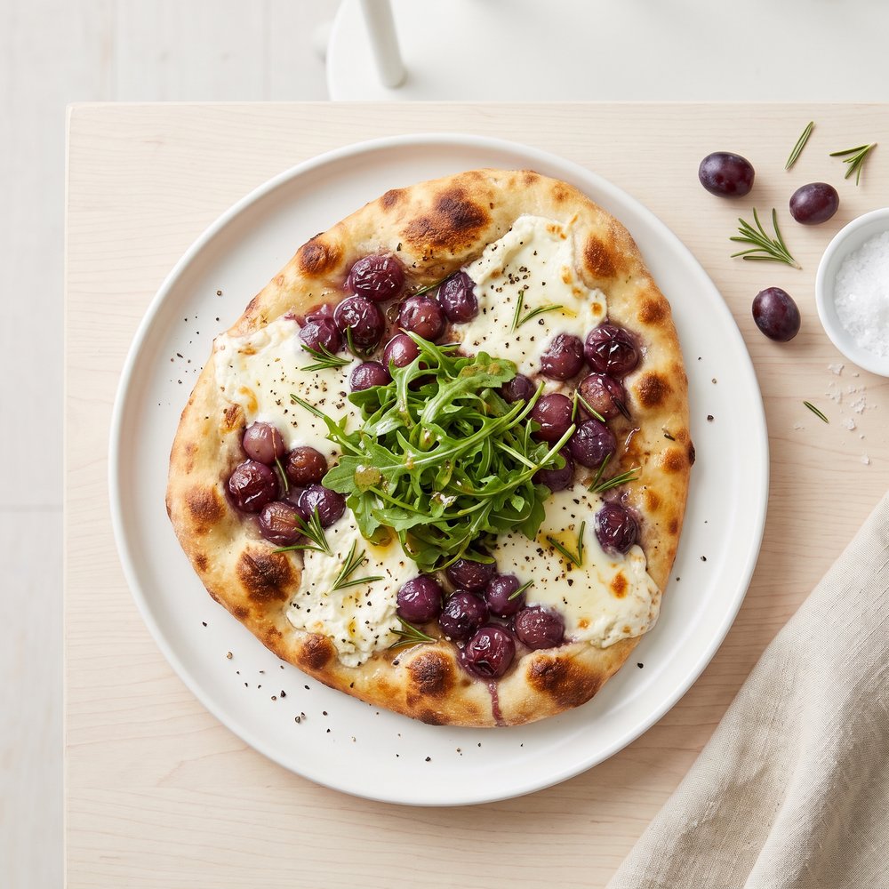 Caramelized Grape and Herb Flatbread