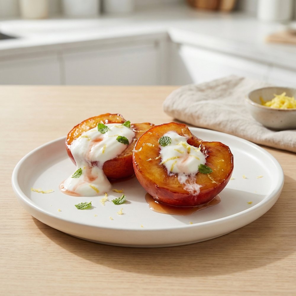 Sugar-Glazed Nectarine with Yogurt