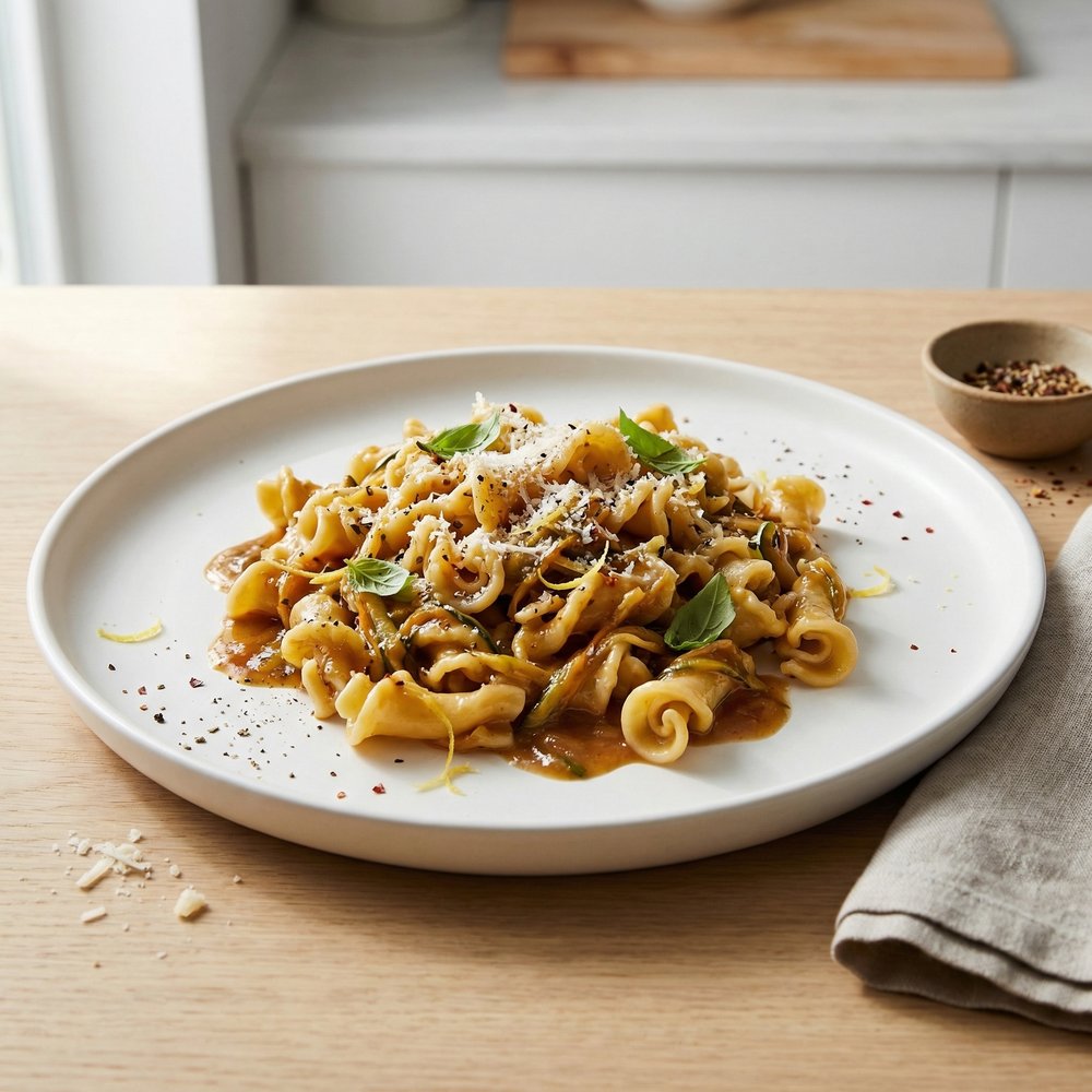 Browned Zucchini Pasta with Parmesan