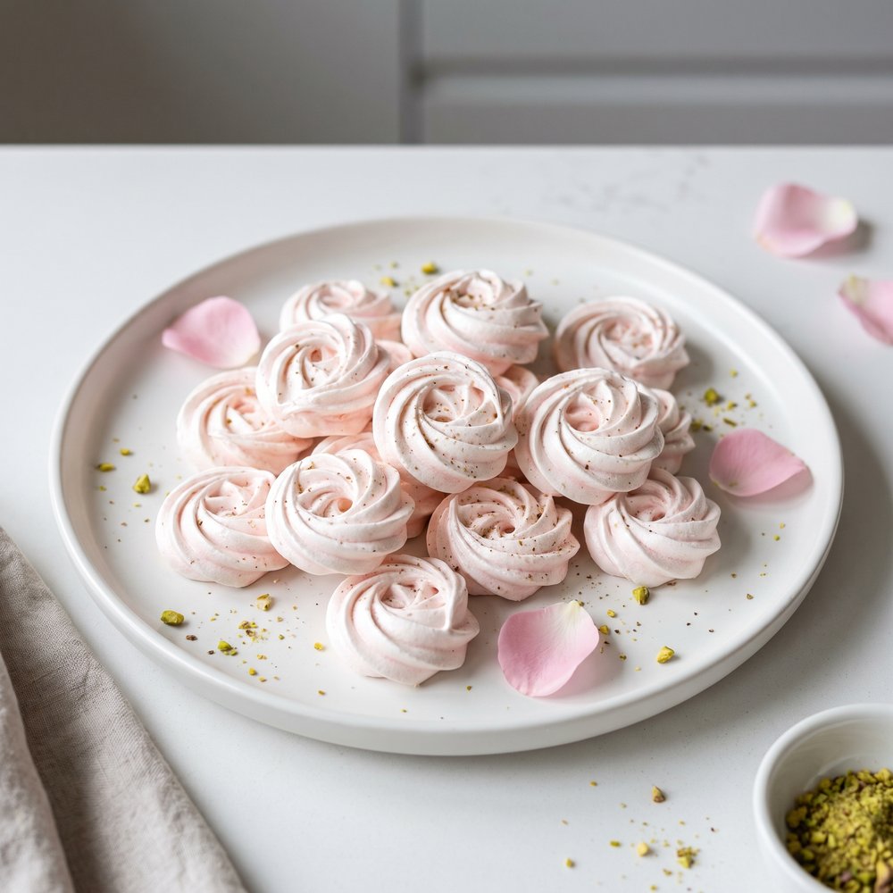 Cardamom Rose Meringues