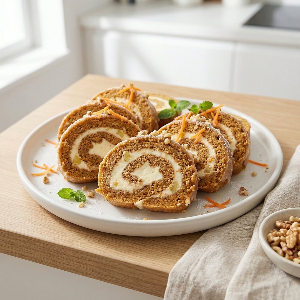 Rolled Carrot Cake with Cream Cheese Filling
