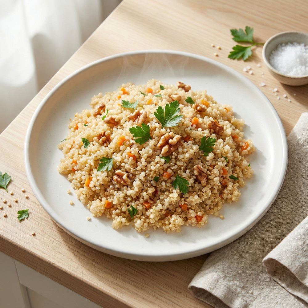 Hearty Quinoa Pilaf with Carrots and Walnuts