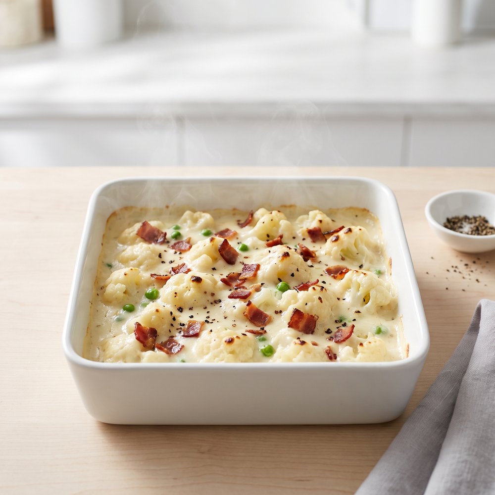 Cauliflower Alfredo Casserole with Four Ingredients