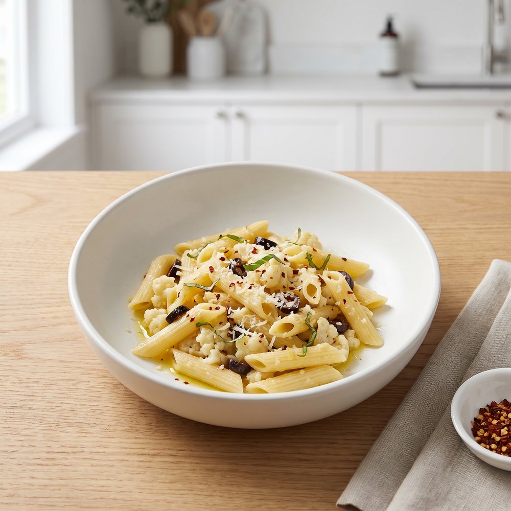 Cauliflower and Olive Penne Pasta
