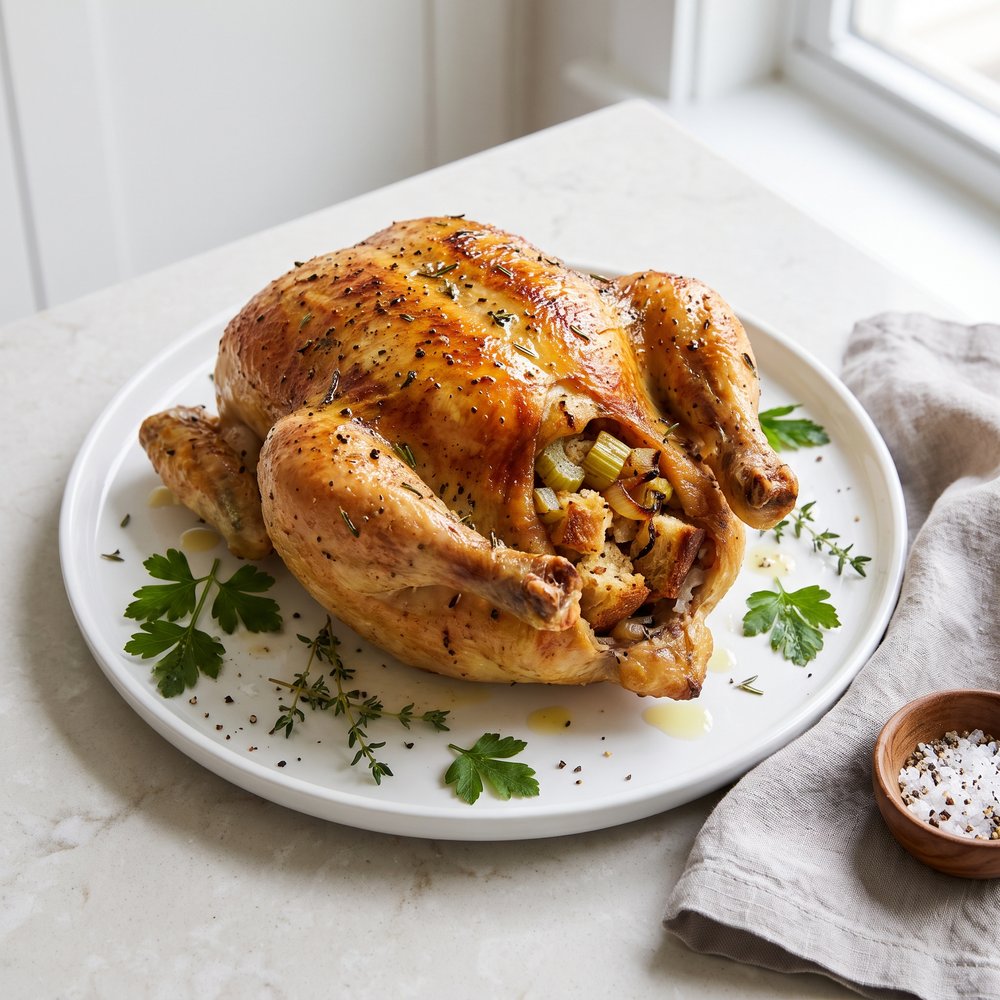 Celery Herb Stuffing and Savory Chicken