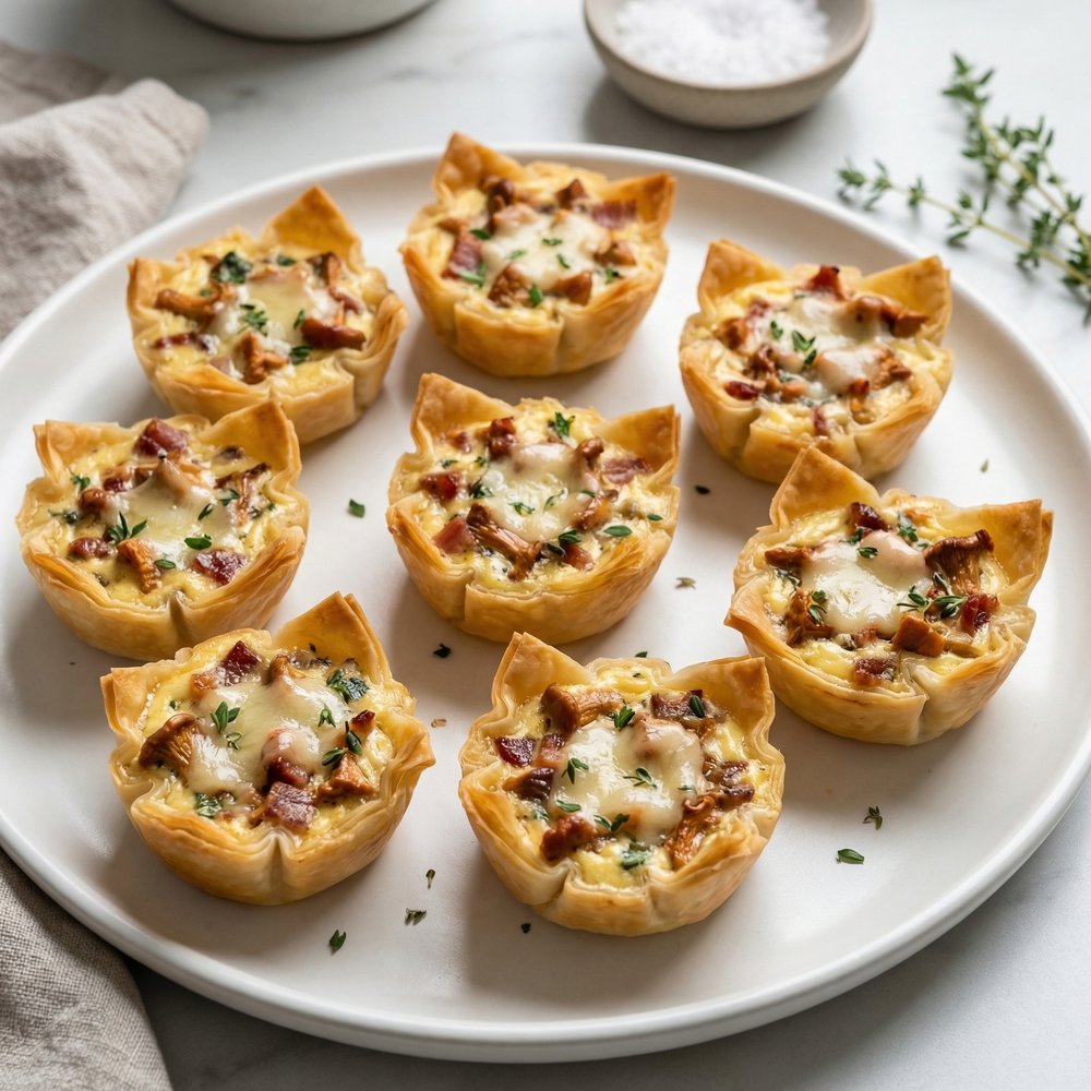 Mini Tartlets with Chanterelles and Bacon