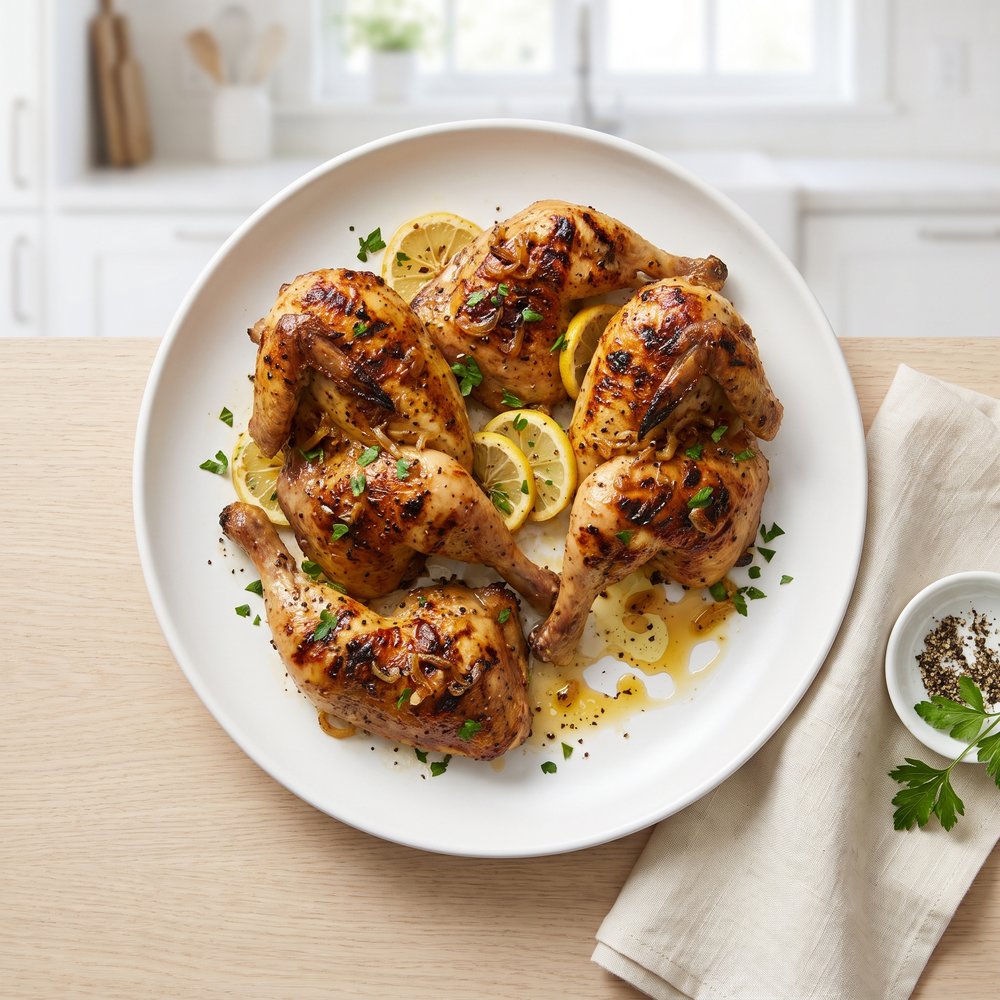 Char-Grilled Cornish Game Hens