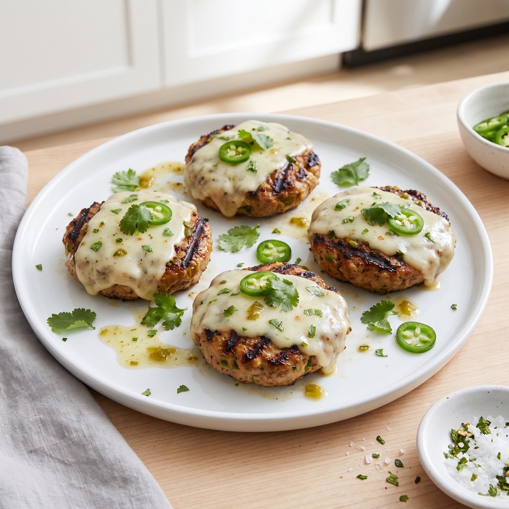 Char-Grilled Turkey Burgers with Green Chiles