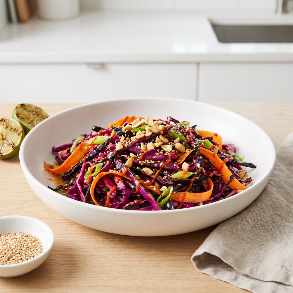 Charred Cabbage, Ginger, and Sesame Slaw